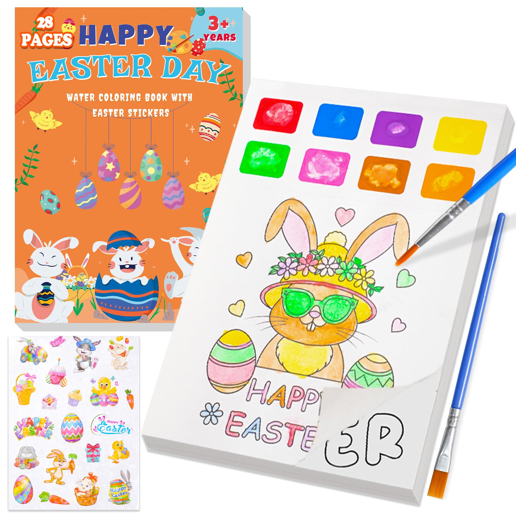 Yeolepor Easter Gifts for Kids - Paint with Water Books and Stickers for Toddlers Easter Basket Stuffers Mess Free Water Coloring Book Painting Craft Activities Classroom Prizes Crafts for Boys Girls