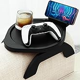 AISONGDONG Couch Arm Table Tray, Sofa Clip on Tray Tables with 360° Phone Holder, Bamboo Arm Rest Table for Couch, Folding Sofa Armrest Tray for Food, Snacks, Coffee, Remote