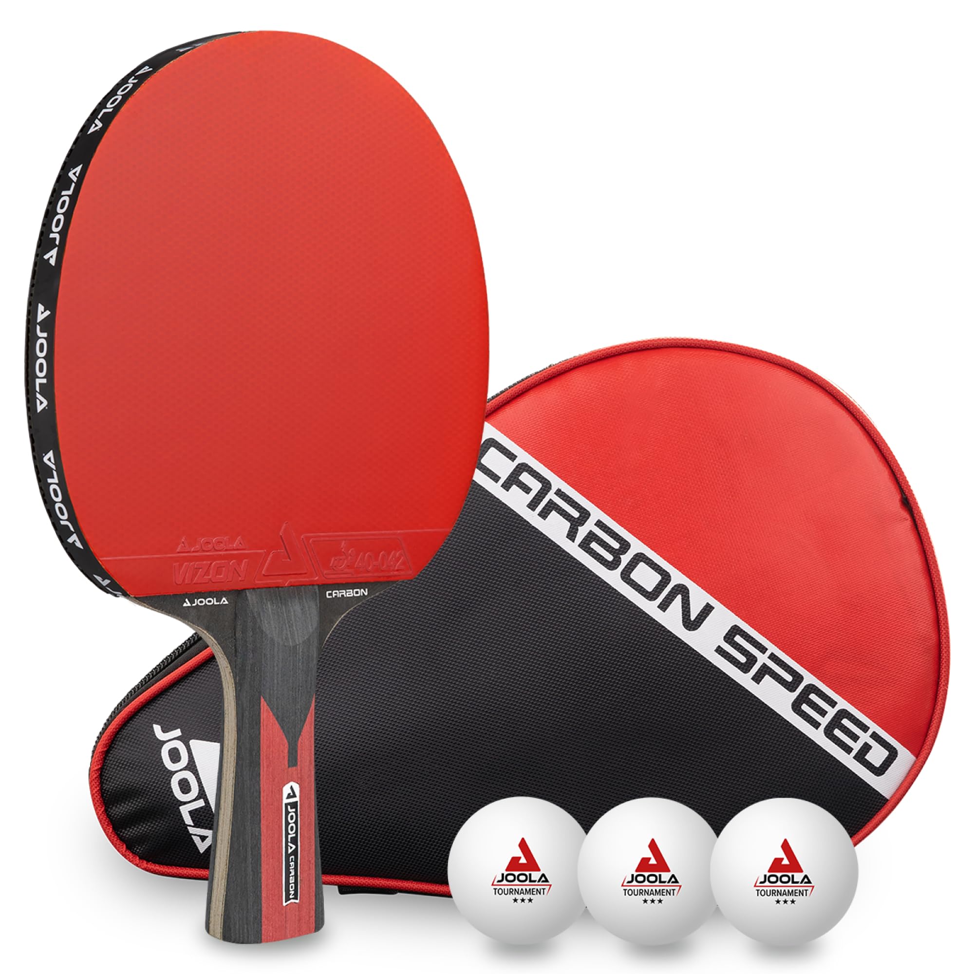 JOOLA Carbon Speed – Fast Table Tennis Bat with VIZON Rubber, Speed Drive Sponge & Centro Balance