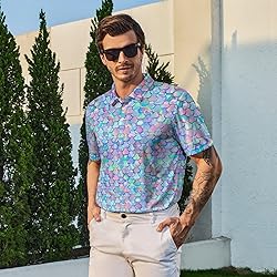 Xdceu Golf Polos for Men - Funny Golf Shirts Print