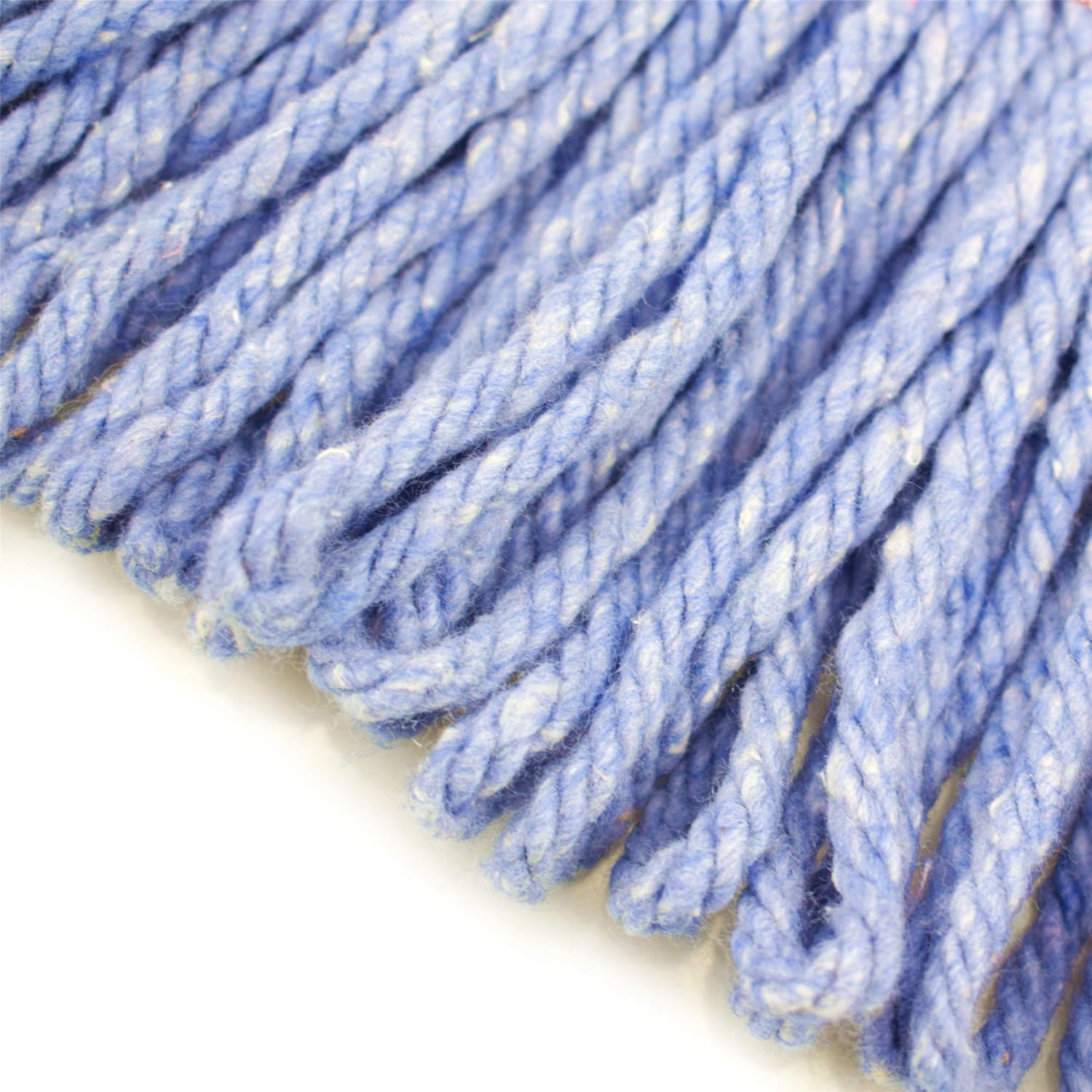 String Mop Heads Replacement Heavy Duty Commercial Grade Blue Cotton Looped End Wet Industrial Cleaning Mop Head Refills (1, Medium): Health & Personal Care