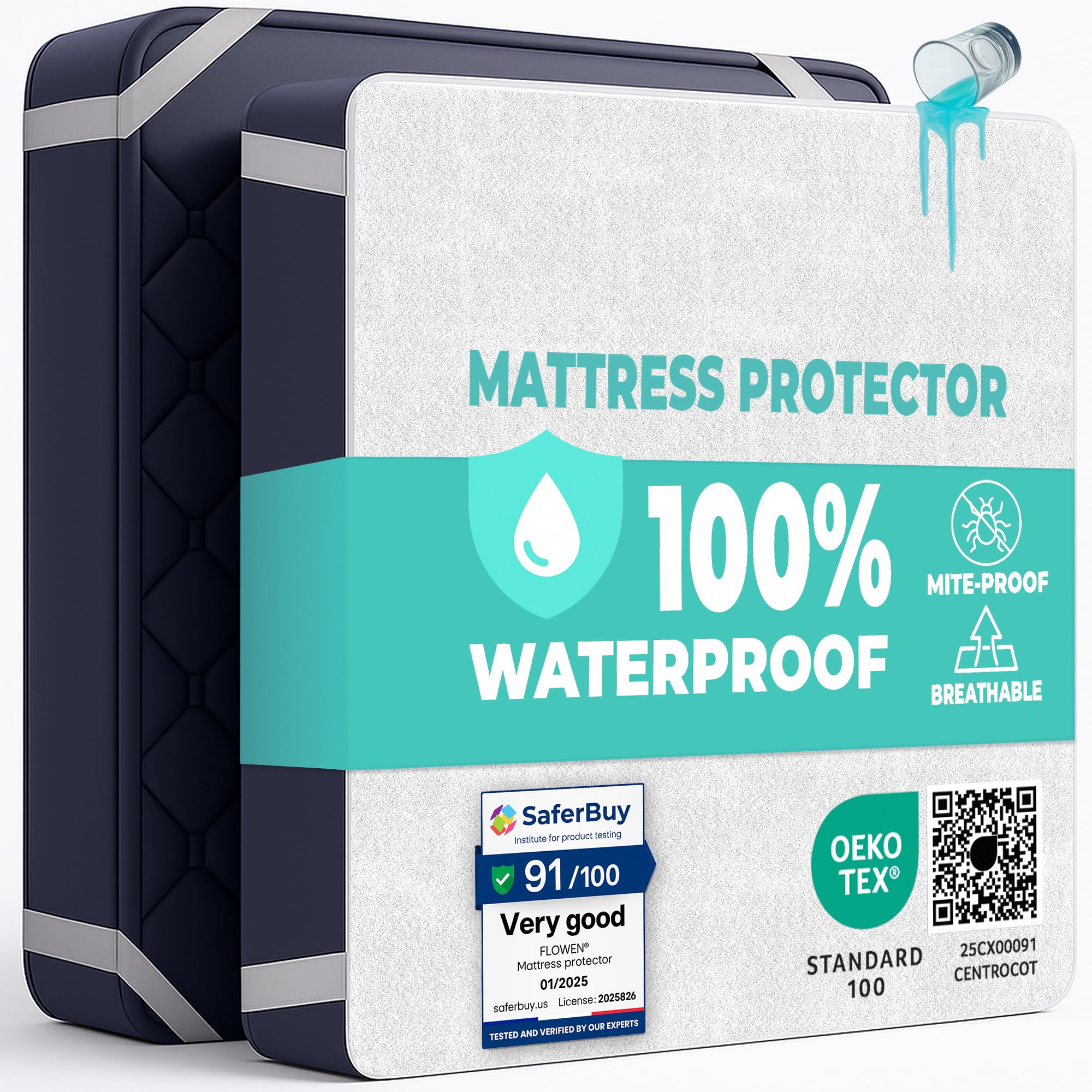 Mattress Protector Waterproof 60x120 cm Premium Cotton Terry Cot Cover with Elastic Straps Sheet Soft and Breathable Top Mattress Protector Anti-Mite Hypoallergenic and Machine Washable