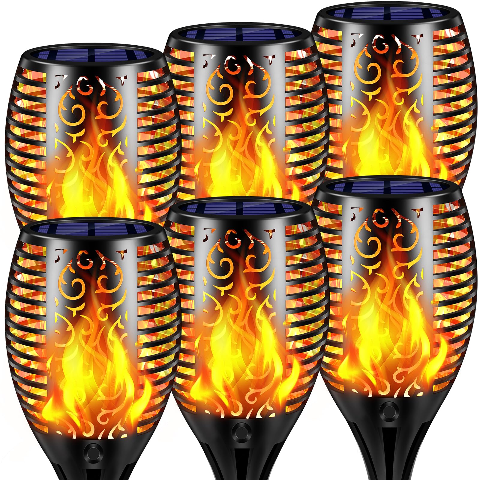 TomCare Solar Lights Outdoor Flickering Flame Solar Torch Lights Waterproof Outdoor Lighting Solar Powered Pathway Lights Christmas Decorations for Garden Patio Yard Landscape, 6 Pack Image