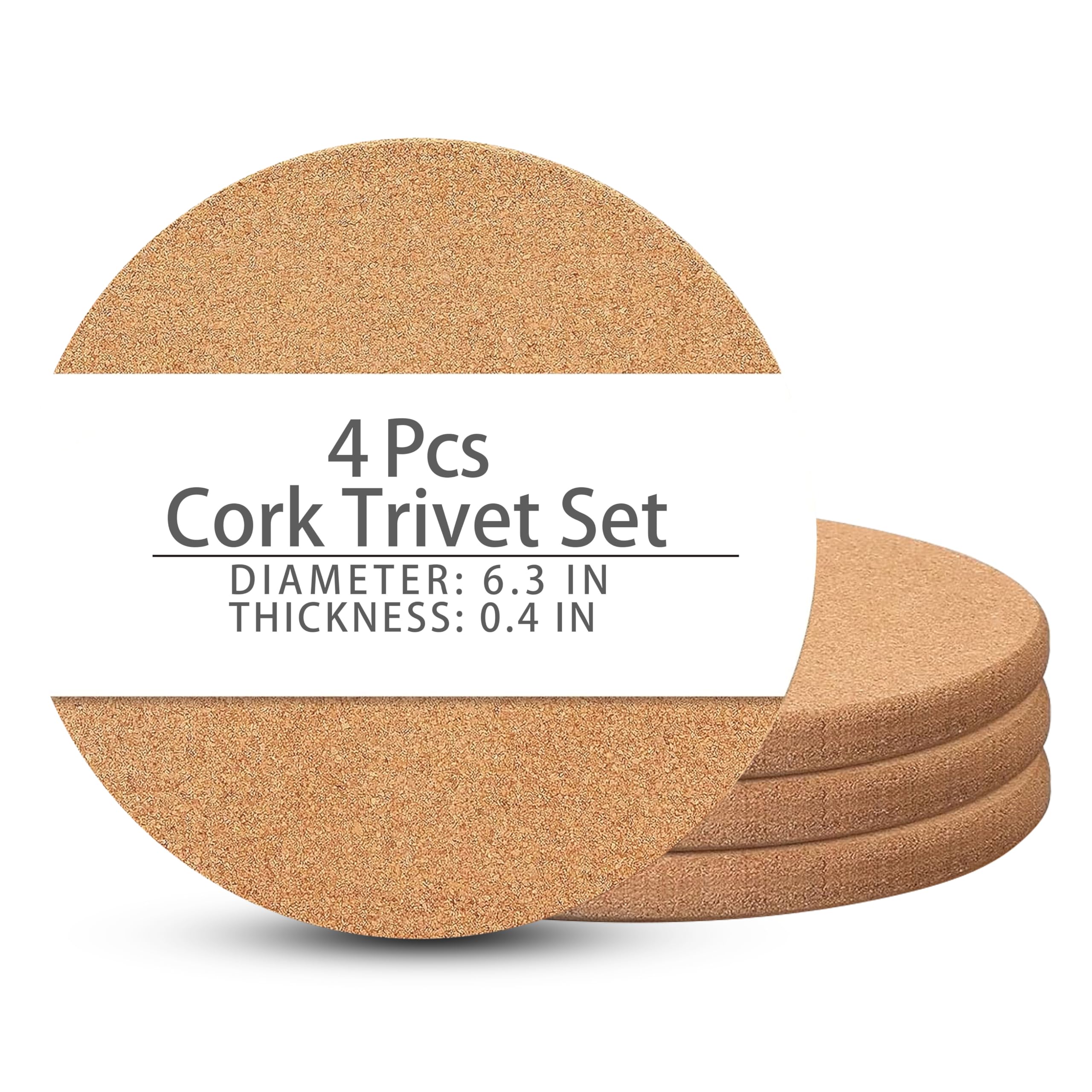 Photo 1 of 4 Pcs Cork Trivets for Hot Dishes,Placemats Hot Pads for Kitchen Table & Countertop,Heat Resistant Multifunctional Cork Board (6.3inch)