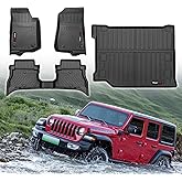 Wqyimat Custom for 2021-2025 2026 Jeep Wrangler JL 4XE Floor Mats and Cargo Liner All Weather TPE Rubber Protection Mat (Only for Jeep Wrangler JL 4XE)