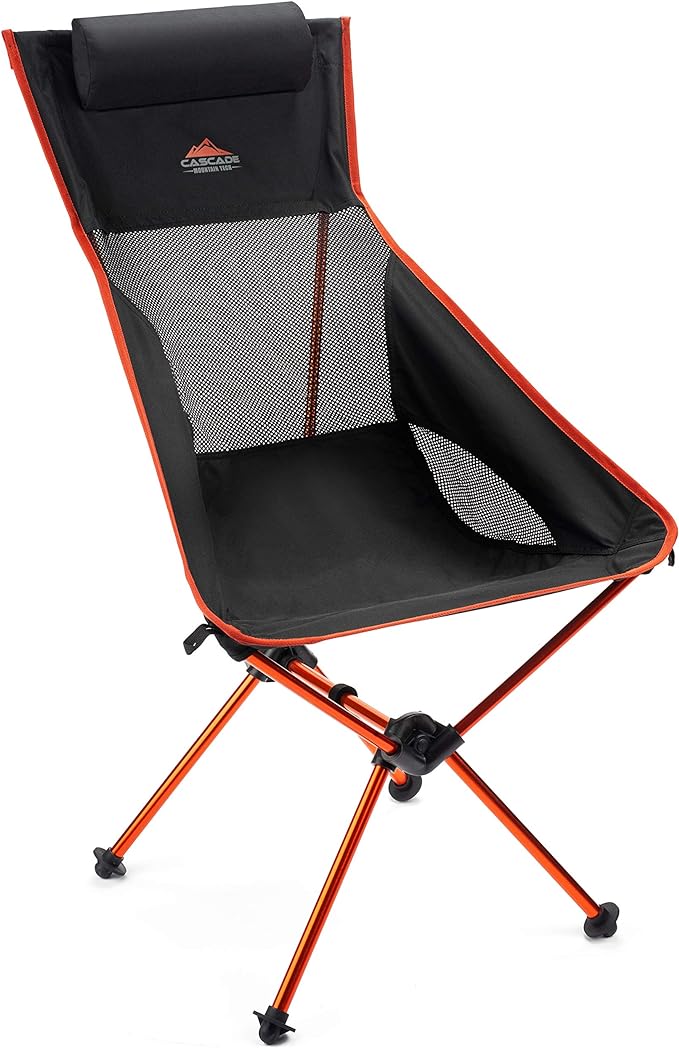 cascade mountain tech compact low profile outdoor folding camp chair with carry case