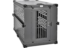 K9 Kennel Boss - Heavy Duty Fully Collapsible Powder-Coated Aluminum Dog Crate - Large (Gray)