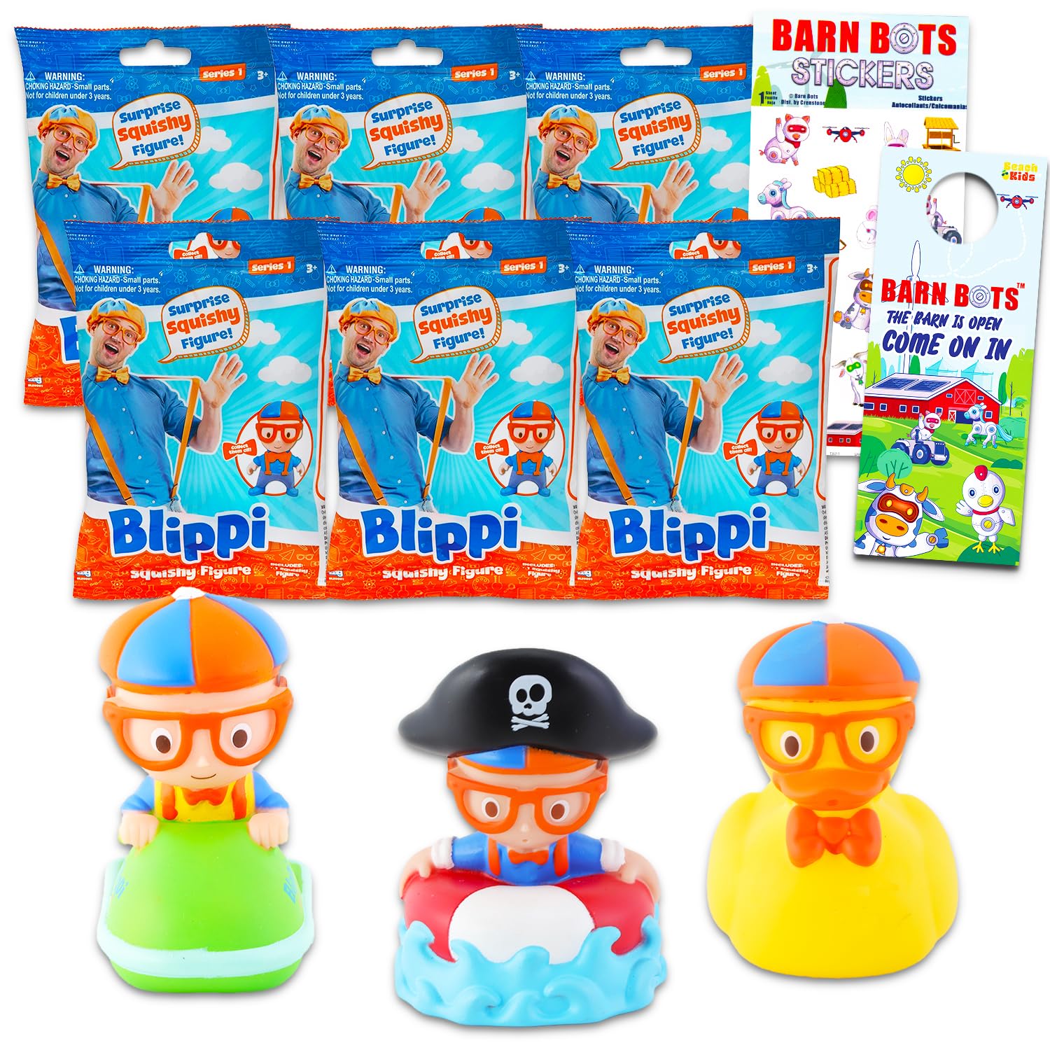 Photo 1 of Blippi Bath Toys Blind Bag Figures Set -- 6 Pack Bundle With Bath Squirter Figures Plus Stickers | Mystery Toy Party Favors for Kids