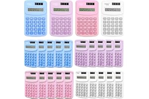24 Pcs Pocket Calculator Bulk, Mini 8 Digit Basic Calculators, Battery Powered Handheld Calculator for Home Office Work, Comp