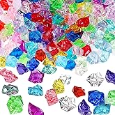 1000pcs Fake Ice Rocks Multicolor Acrylic Ice Gem Stones Artificial Crystals Diamond Plastic Ice Cubes for Crafts Clear Treasure Gems for DIY Craft Table Scatters Vase Filler Party Centerpieces
