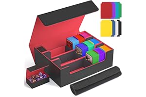 Mtg Deck Boxs Set, PU Leather Trading Card Storage Box, Card Deck Box with Game Mat and 8 Divider Tabs, Baseball card Storage