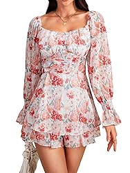 LYANER Women's Floral Print Off Shoulder Long