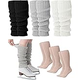 Chuarry 6 Pairs Skating Leg Warmer Sets for Women Girls Knit Long Leg Warmers Socks Calf Socks Set for Ice Figure Skating