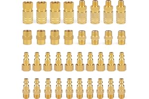 Milosline Industrial Air Coupling,1/4" NPT Plug and Air Hose Coulper,and FNPT Plug and Quick Adapter Set, 1/4" Basic Flow Quick Connect Air Coupler、Brass Air Compressor Accessories Fitting(36pieces)