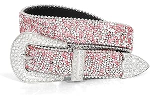 JASGOOD Kids Rhinestone Belt for Girls and Boys,Western Cowgirl Cowboy Bling Studded Leather Belt for Jeans Dress