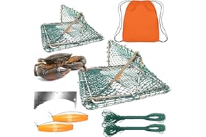 DDDZERONG Foldable Crab Trap & Collapsible Cage Portable, Durable Fishing Gear for Dungeness, Rock, and Blue Crabs, for Efficient Crabbing Adventures. (2 Sets)