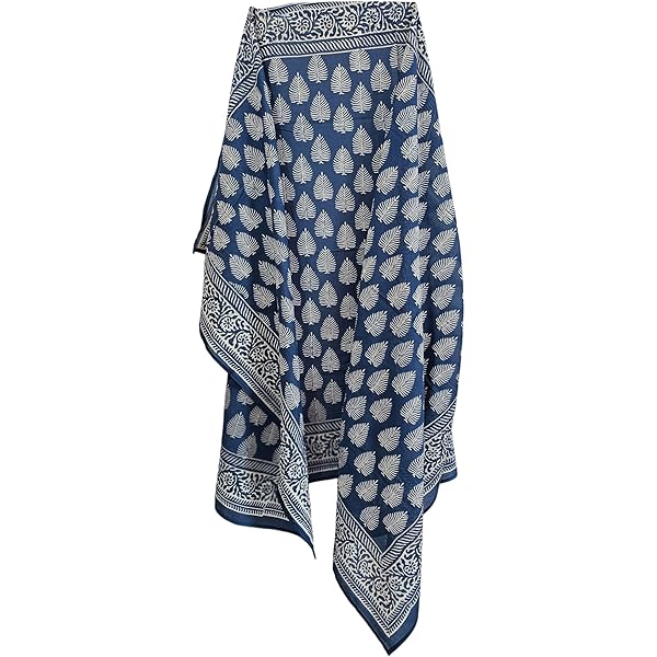 Pareo De Playa Con Estampado De Bloques De Algodón 100