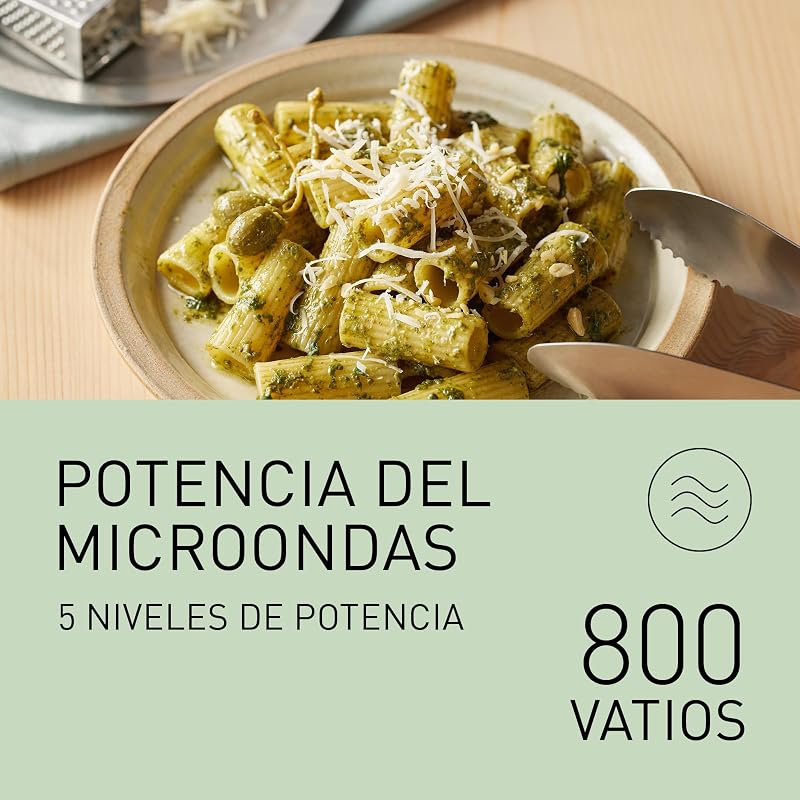 NN-ST21QWEPG Solo Horno Microondas 20L con Bandeja de Vidrio, 800 W, Descongelación Automática, 11 Programas Automáticos, Pantalla LED, 5 Ajustes de Potencia, Temporizador Digital, Blanco