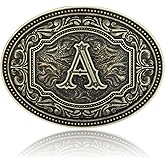Fibbadet Belt Buckles Men Initial Letters A-Z Western Rodeo Cowboy Cowgirl Belt Buckle for Men Boys Halloween Birthday Party