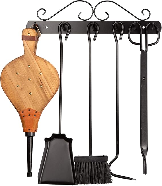 Boladeta - Juego de chimenea de pared - 5 piezas de color negro con