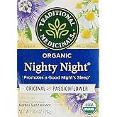 Traditional Medicinals Organic, Nighty Night Tea, Chamomile &amp; Passionflower - Herbal Sleep Aid Teas - Kosher, Non-GMO, Caffeine-Free, Compostable - 16 Tea Bags
