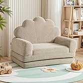 spanspace 2-in-1 Kids Couch, Toddler Couch Fold Out, Comfy Toddler Chair, Convertible Kids Sofa to Lounger with Pocket and Removable Cover