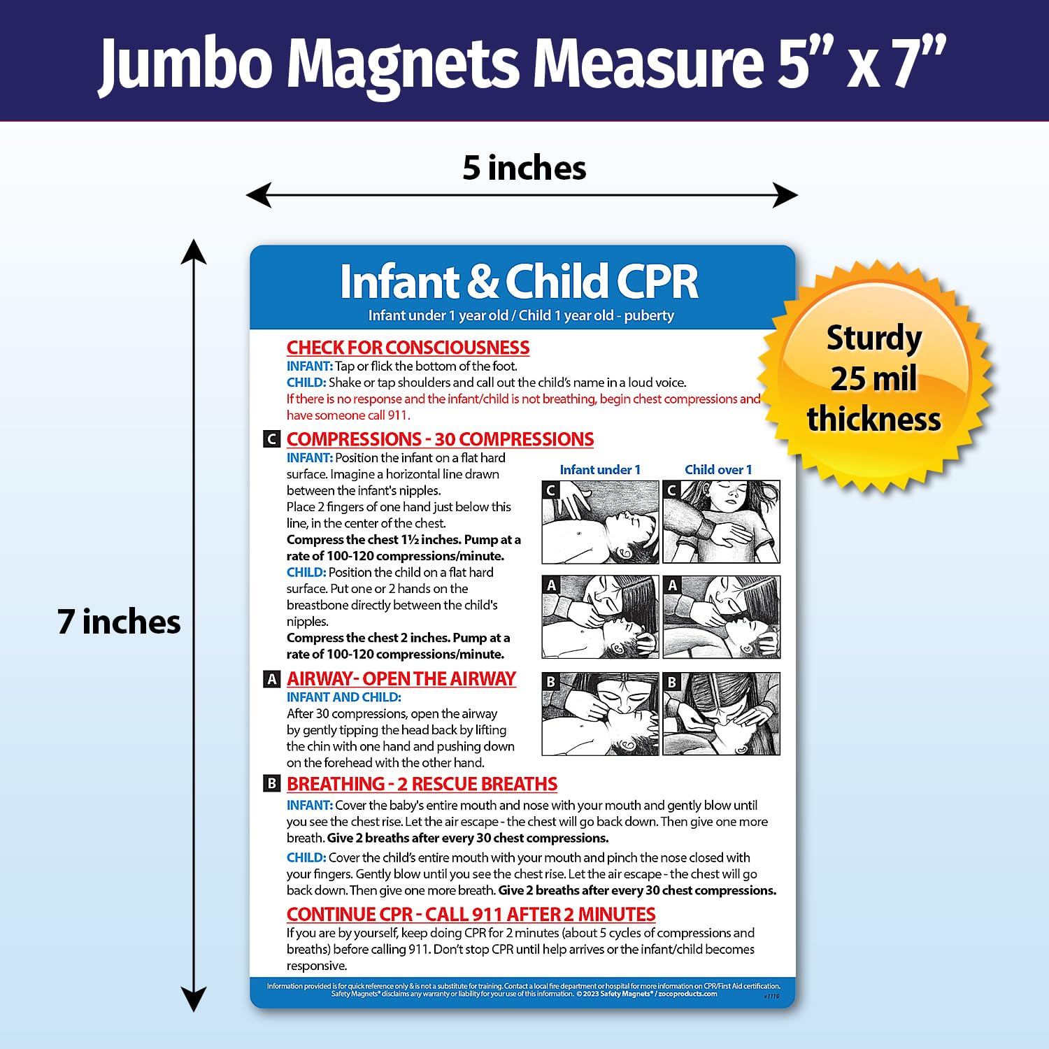 Infant and Child CPR Fridge Magnet — Emergency First Aid — 5