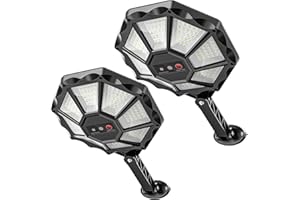 OKPRO Solar Lights Outdoor - 6500K Solar Street Lights Outdoor, Motion Sensor&Dusk to Dawn Flood Light, 168LED 8 Sides 360°Wide Angle Security Flood Light, IP66 Waterproof with Remote, for Yard/Pool(2 Pack)