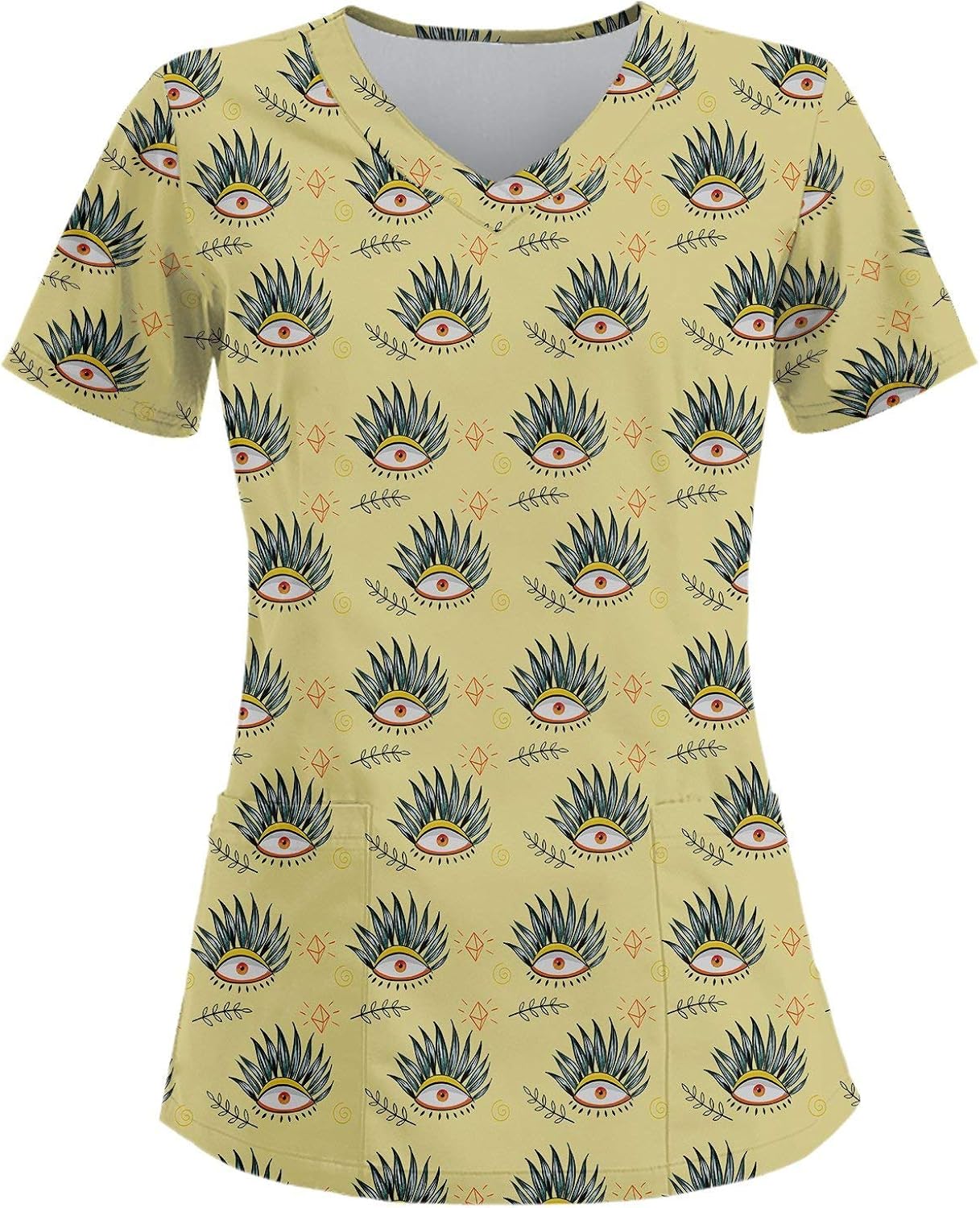 Diamonds Scrub Top Yellow Clothing