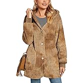 Bestbee Warm Fleece Jackets for Women, Plus Size Fuzzy Hooded Casual Coats Lidies 2025 Cardigan Sweaters Outerwear with Pockets, 2XL, Fawn