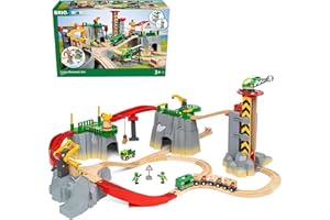 BRIO World Cargo Mountain Set - 49-Piece FSC-Certified Wood Train Set & Accessories - Compatible with All BRIO Railway Sets -
