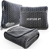 VENTURE 4TH Travel Blanket Pillow – Premium Ultra-Soft & Warm 2-in-1 Blanket or Pillow for Airplane, Car & Bus – Compact, Lightweight & Portable – Lint-Free, No Shedding, No Pilling - Gray