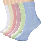 BLVSUSHTCA Womens Thin Cotton Socks Soft Socks for Women Above Ankle Breathable Crew Socks 6 Pack