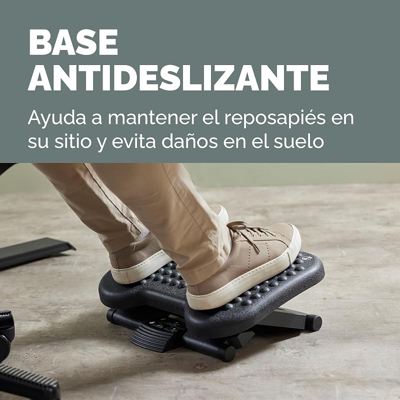 Apoio de pés ergonómico Everyday Plus com base antiderrapante - Apoio de pés de secretária - para escritório e casa - Preto