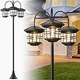 76" Classic Black Solar Lamp Post Lights - 3-Head Waterproof Outdoor Street Lights, Pole Light Decorative Lamp for Backyard, 