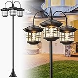 76" Classic Black Solar Lamp Post Lights - 3-Head
