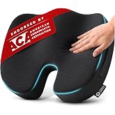 5 STARS UNITED Seat Cushion - Memory Foam Chair Pad for Tailbone Pain Relief - Ergonomic Support for Coccyx, Sciatica &amp; Butt - Office, Desk &amp; Gaming Chair, Car Seat, Wheelchair, Airplane, Black