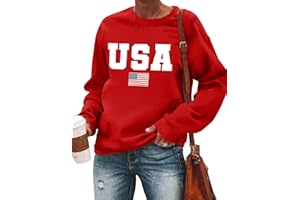 LAZYCHILD USA Sweatshirt Women American Flag Shirt Patriotic TShirt Stars Stripes Pullover 4th of July Tee Tops