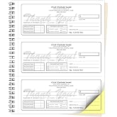 Custom 8.5" x 7" (3 Per Page) Carbonless NCR Books in 2-Part Duplicate Invoices, Receipts, Work Orders, Sales Orders, Purchase Orders, Estimates, Quote Forms with Your Company/Business Name (150 Sets)