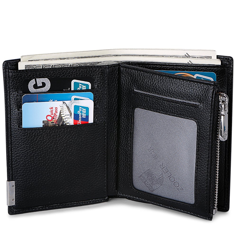 ZOOLER Mens Vintage Wallet Cowhide Leather Slim Purse Fashion organiser for Cards Cash (Black)