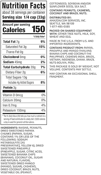 AMAZON BRAND – HAPPY BELLY TROPICAL, TRAIL MIX, 2.75 POUND (PACK OF 1)