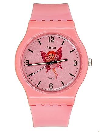 Vizion Analog Pink Big Dial (Riha-The Butterfly Princess) Cartoon Character Watch for Kids-8822-5-1