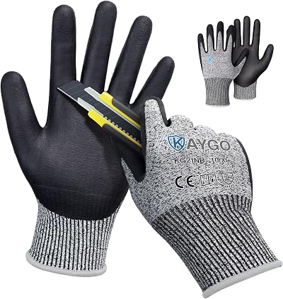 KAYGO Cut Resistant Work Gloves 2 Pairs Level C MicroFoam Nitrile XL Grey