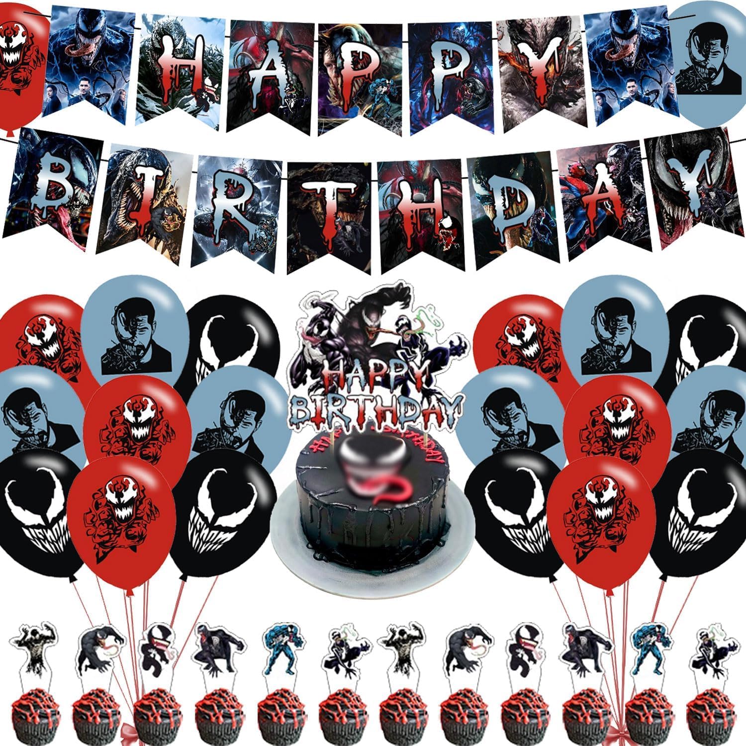 Photo 1 of ????? 3 Party Decorations,????? 3 Birthday Party Supplies Includes Banner - Cake Topper - 12 Cupcake Toppers - 18 Balloons
