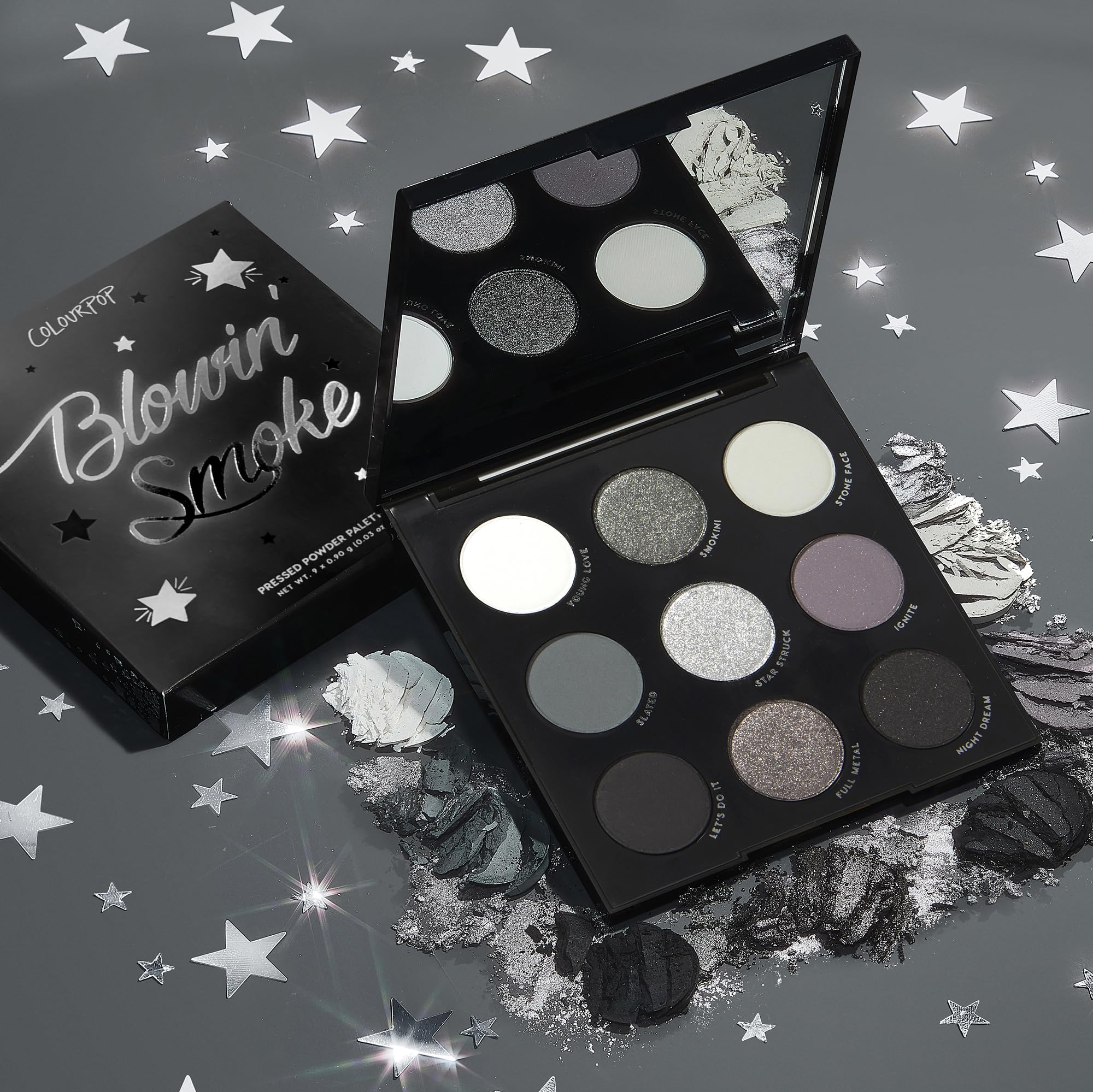 ColourPop Blowin' Smoke Eyeshadow Palette - Silver & Smokey Eye Eyeshadow Palette with Metallic & Matte Finishes - High-Pigment Eye Makeup with Long-Wearing Formula (0.3 oz)