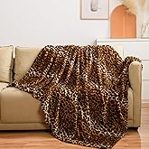 Vessia Leopard Printed Throw Blanket for Couch,Bed,Sofa, Soft Cozy 290GSM Classic Leopard Pattern Throw for All Season Decor, Comfy Yellow Cheetah Animal Print Flannel Fleece Blanket(50x70inch)