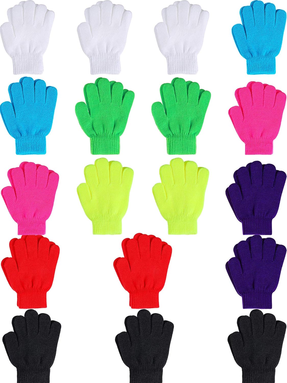 Sumind 18 Pairs Magic Winter Gloves Warm Knitted Gloves for Toddler Children Winter Gloves for 6 to 12 Kids (Multicolor): Clothing