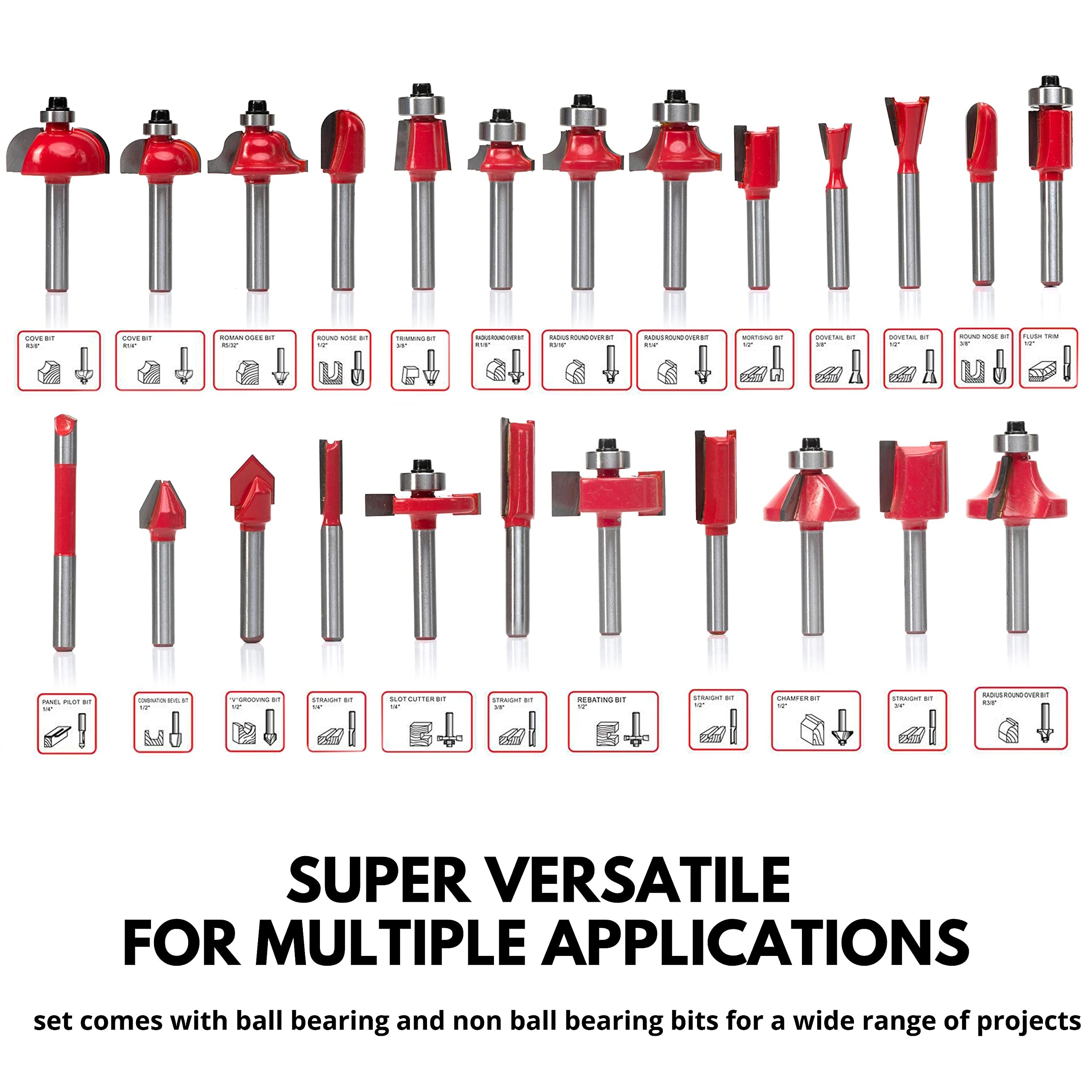 HILTEX 10108 Tungsten Carbide Router Bit Set, Woodworking Tools and
