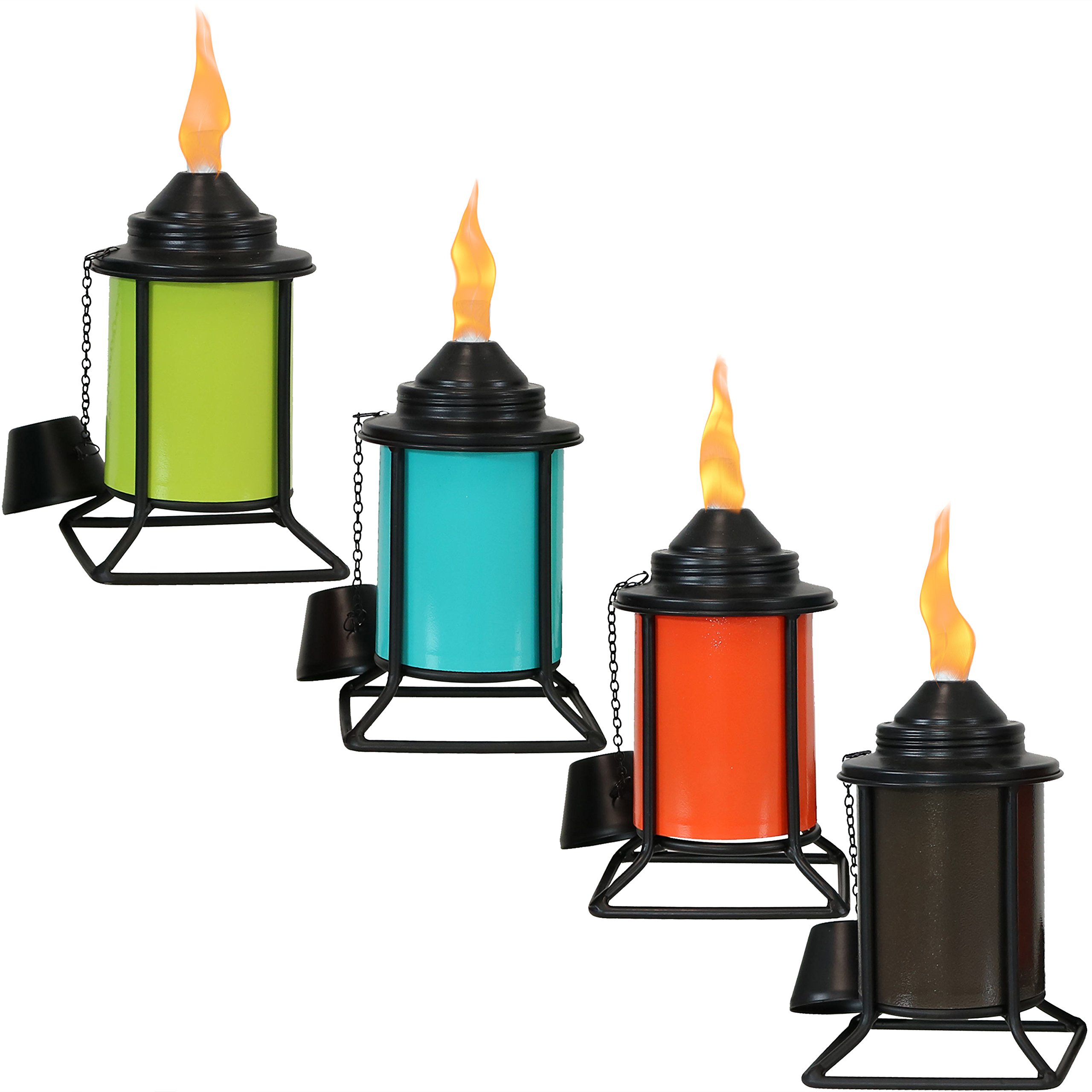 Photo 1 of Sunnydaze Metal Tabletop Torches, Outdoor Patio and Lawn Torch, Multi-Color, Set of 4