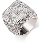 Edulex Iced Out Mens Pinky Ring - 18k Gold Plated Bling Hip Hop Cubic Zirconia Jewelry - Created Diamond Signet for Women Gifts